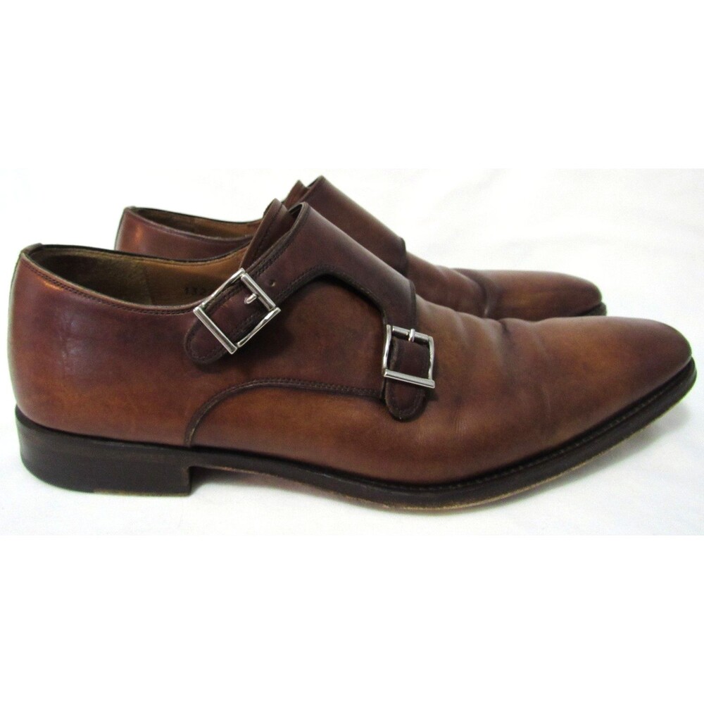 Magnanni Brown Leather Double Monk Strap Dress Shoes Size 10M EUC